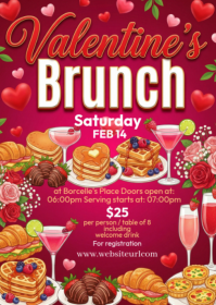 Red Valentine's Brunch Celebration A6 template