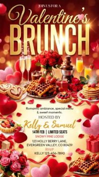 Red Valentine's Brunch Instagram Story Video template