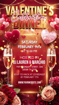 Red Valentine's Celebration Dinner Instagram Story Video template