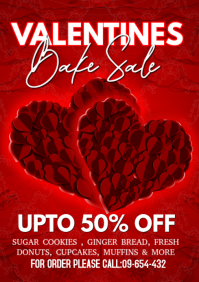 Red Valentine's Day Bake Sale A3 template