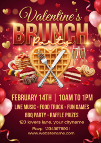 Red Valentine's Day Brunch A4 template