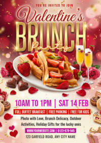 Red Valentine's Day Brunch A4 template