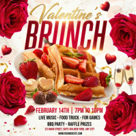 Red Valentine's Day Brunch Instagram Post template