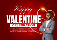 Red Valentine's Day Celebration Postcard template