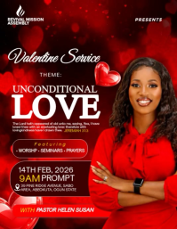 Red Valentine's Day Church Service Flyer Video template