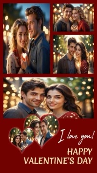 Red Valentine's Day Collage Instagram Reel Instagram-reel template
