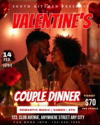 Red Valentine's Day Couple Dinner Instagram Portrait template