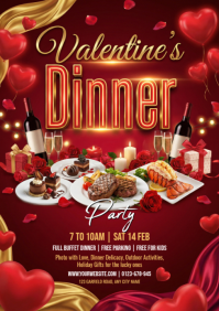 Red Valentine's Day Dinner A5 template