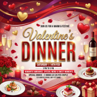 Red Valentine's Day Dinner Instagram Post template