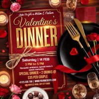 Red Valentine's Day Dinner Instagram Post Video template