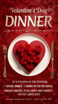 Red Valentine's Day Dinner Instagram Story template