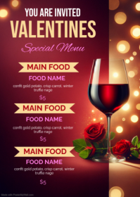Red Valentine's Day Dinner Invitation A6 template