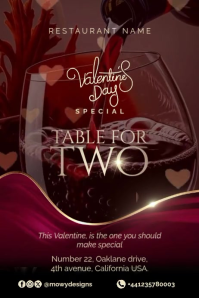 Red Valentine's Day Dinner Poster Video template