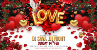 Red Valentine's Day DJ Night Facebook Shared Image template