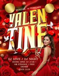 Red Valentine's Day DJ Night Flyer template