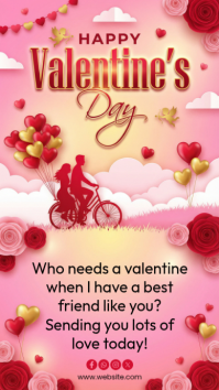 Red Valentine's Day Friendship Instagram Story template