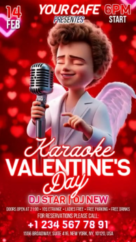 Red Valentine's Day Karaoke Event Digital Display Video template
