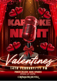 Red Valentine's Day Karaoke Night A4 Video template