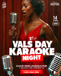 Red Valentine's Day Karaoke Night Instagram Portrait template