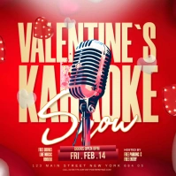 Red Valentine's Day Karaoke Night Square (1:1) template