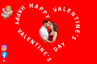 Red Valentine's Day Label template