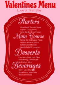 Red Valentine's Day Menu A6 template