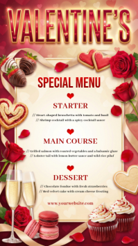 Red Valentine's Day Menu Instagram Story template