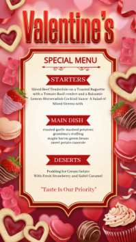 Red Valentine's Day Menu Instagram Story template