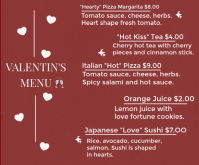 Red Valentine's Day Menu Medium Rectangle template