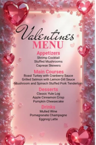 Red Valentine's Day Menu Poster Video Affiche template