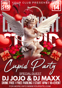 Red Valentine's Day Party A3 template