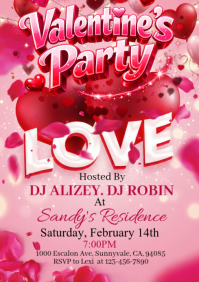 Red Valentine's Day Party A4 template