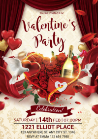 Red Valentine's Day Party A4 template
