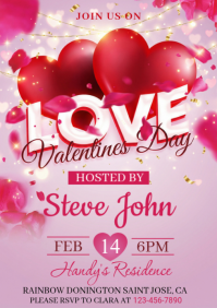 Red Valentine's Day Party A4 template
