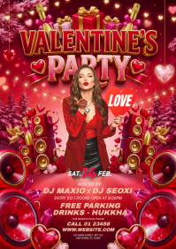 Red Valentine's Day Party A4 template