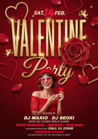Red Valentine's Day Party A4 template