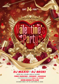 Red Valentine's Day Party A4 template