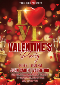 Red Valentine's Day Party A4 template