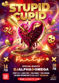 Red Valentine's Day Party A4 template