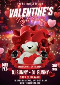 Red Valentine's Day Party A4 template