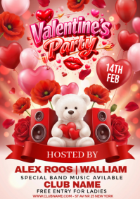 Red Valentine's Day Party A4 template