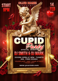 Red Valentine's Day Party A6 template