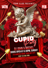 Red Valentine's Day Party A6 template