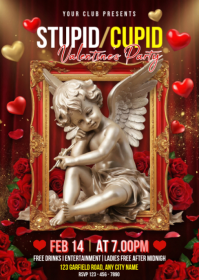 Red Valentine's Day Party A6 template