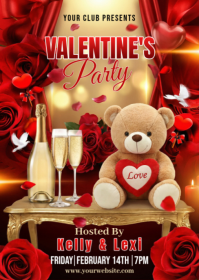 Red Valentine's Day Party A6 template