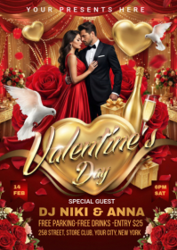 Red Valentine's Day Party A6 template
