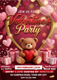 Red Valentine's Day Party A6 template