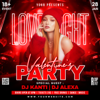 Red Valentine's Day Party Persegi (1:1) template