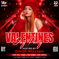 Red Valentine's Day Party Square (1:1) template