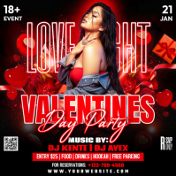 Red Valentine's Day Party Square (1:1) template